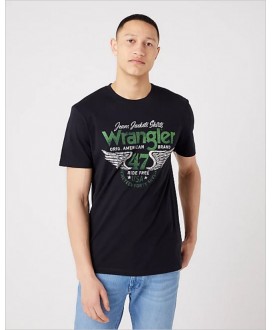 Camiseta negra logo verde WRANGLER