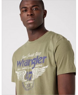 Camiseta caqui logo azul WRANGLER