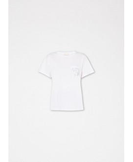 Camiseta blanca con bolsillo strass LIU JO