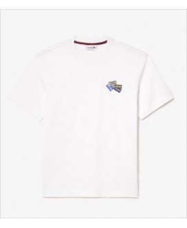 Camiseta blanca insignias pecho LACOSTE