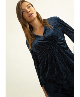 Blusa de terciopelo azul marino ALBA CONDE