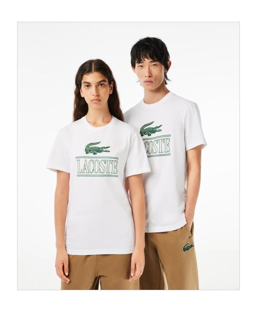 Camiseta blanca regular fit algodón insignia LACOSTE
