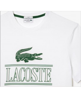 Camiseta blanca regular fit algodón insignia LACOSTE