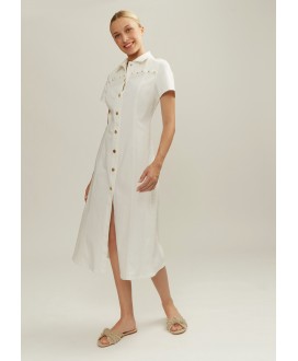 Vestido loneta camisero blanco ALBA CONDE