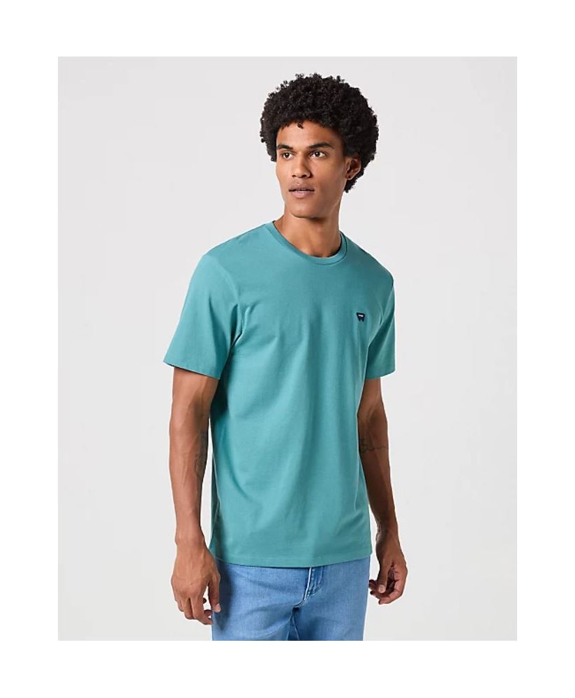 Camiseta básica verde logo marino pecho WRANGLER