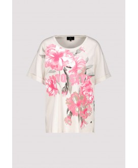 Camiseta beige estampado floral fucsia MONARI