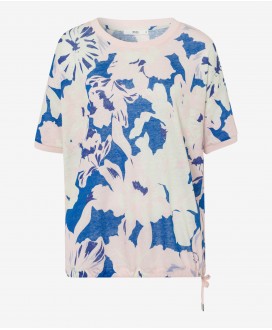Camiseta lino estampado floral azul cordón BRAX