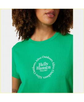 Camiseta mujer verde gráfico pecho HELLY HANSEN