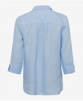 Blusa lino azul manga 3/4  bolsillo pecho BRAX