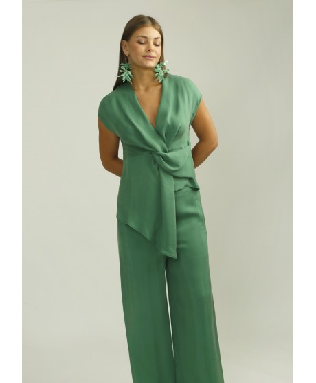 Pantalón verde recto goma cintura ALBA CONDE