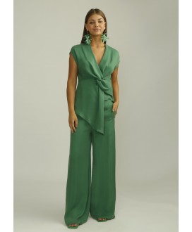 Pantalón verde recto goma cintura ALBA CONDE