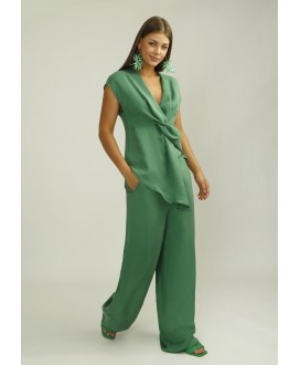 Pantalón verde recto goma cintura ALBA CONDE