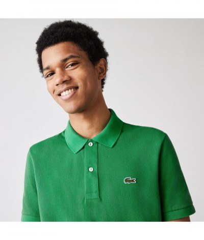 Polo piqué slim fit verde LACOSTE