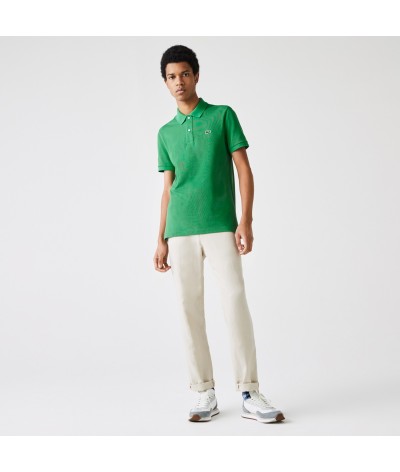 Polo piqué slim fit verde LACOSTE