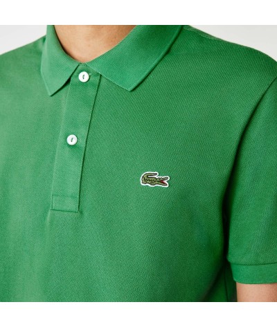 Polo piqué slim fit verde LACOSTE