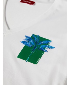 Camiseta cuello pico blanca LION OF PORCHES