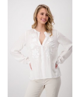 Blusa blanca bordado al tono MONARI
