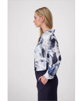 Blusa camisera viscosa estampado floral azul MONARI