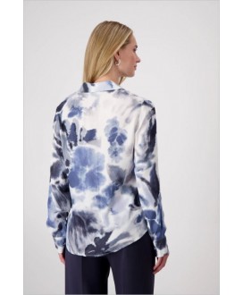 Blusa camisera viscosa estampado floral azul MONARI