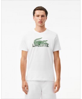 Camiseta blanca estampado cocodrilo verde LACOSTE