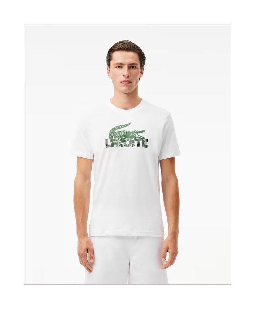 Camiseta blanca estampado cocodrilo verde LACOSTE