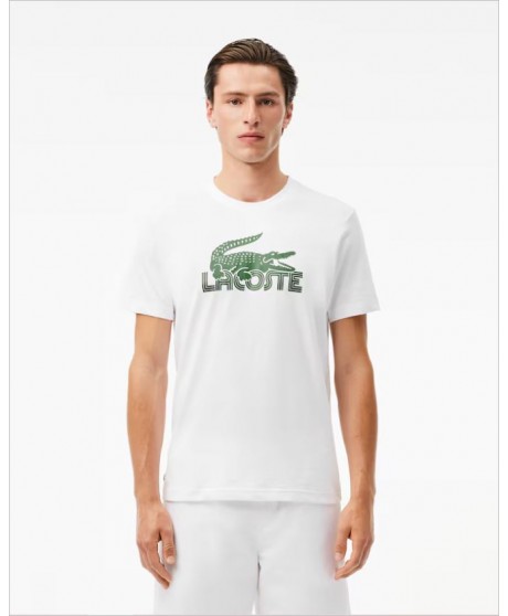 Camiseta blanca estampado cocodrilo verde LACOSTE