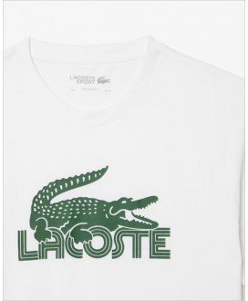 Camiseta blanca estampado cocodrilo verde LACOSTE