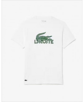 Camiseta blanca estampado cocodrilo verde LACOSTE