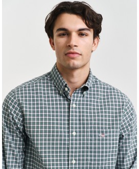 Camisa regular fit popelín cuadros pequeños verde GANT