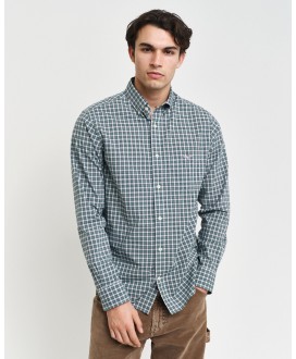 Camisa regular fit popelín cuadros pequeños verde GANT