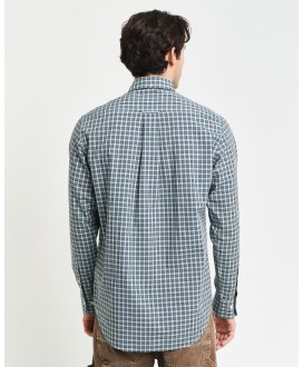 Camisa regular fit popelín cuadros pequeños verde GANT