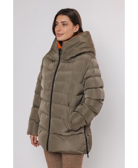 Parka caqui corta reversible interior naranja RINO&PELLE