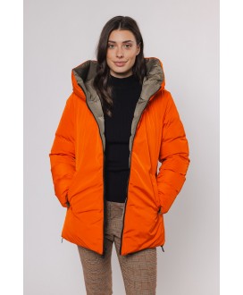 Parka caqui corta reversible interior naranja RINO&PELLE