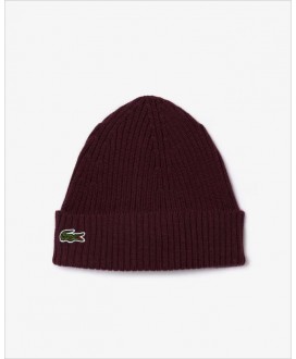 Gorro punto canalé unisex granate LACOSTE