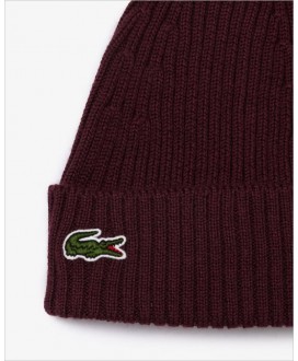 Gorro punto canalé unisex granate LACOSTE