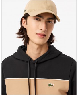 Sudadera negra capucha lista camel LACOSTE