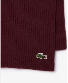 Bufanda unisex lana granate acanalada LACOSTE