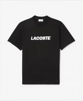 Camiseta negra logo blanco LACOSTE