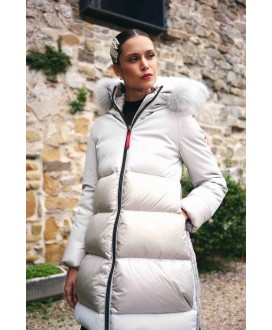 Parka 3/4 beige tejidos combinado Lorea DICHI