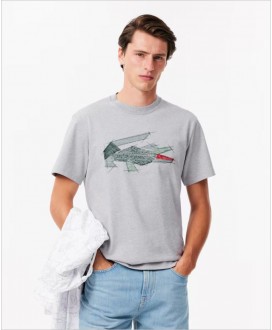 Camiseta gris dibujo cocodrilo LACOSTE