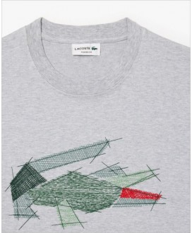 Camiseta gris dibujo cocodrilo LACOSTE