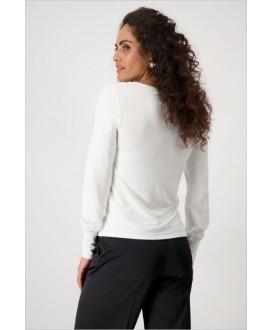 Camiseta blanca dibujo mujer bolso lentejuelas MONARI