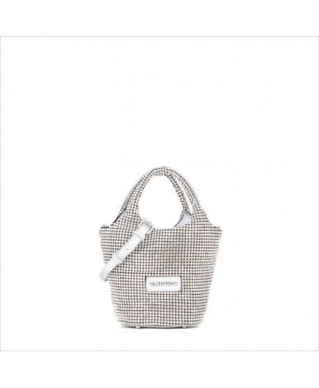 Bolso mano cubo plata revestido strass VALENTINO