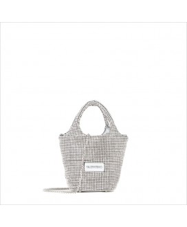 Bolso mano cubo plata revestido strass VALENTINO