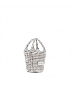 Bolso mano cubo plata revestido strass VALENTINO