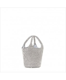 Bolso mano cubo plata revestido strass VALENTINO