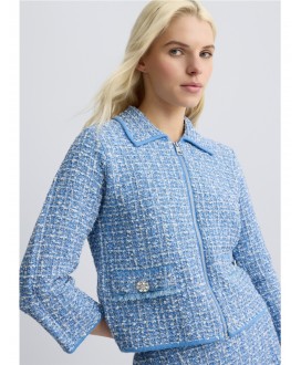 Chaqueta chanel azul jaspeada crudo botón joya LIU JO