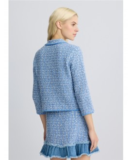 Chaqueta chanel azul jaspeada crudo botón joya LIU JO