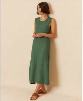 Vestido midi lino verde INDI&COLD