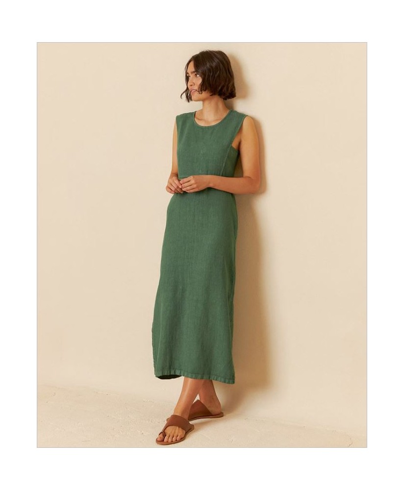Vestido midi lino verde INDI&COLD
